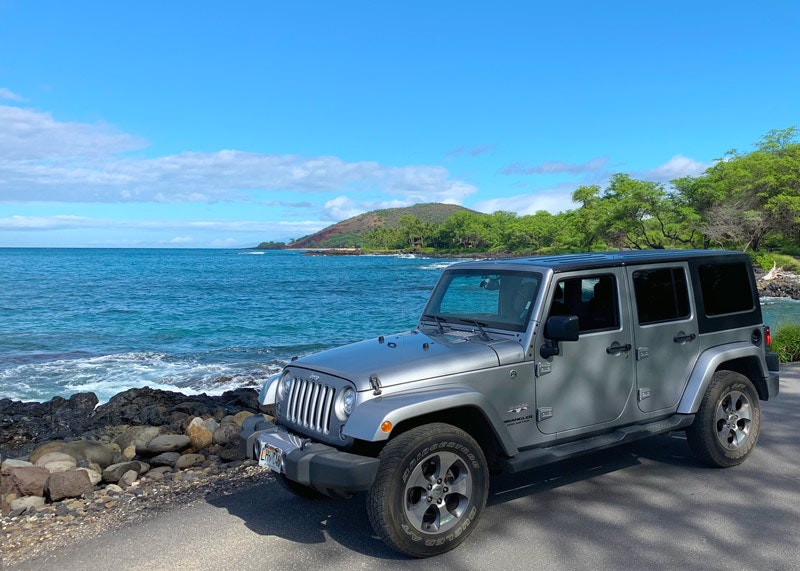 Rental car parked in Hawaii